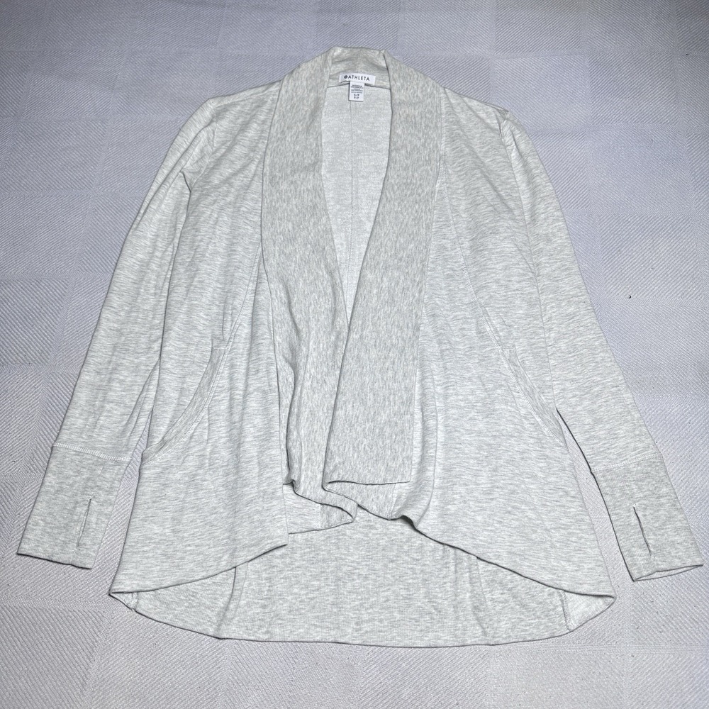Athleta Pranayama Restore Wrap Cardigan Womens‎ Small Open Light Heather Gray